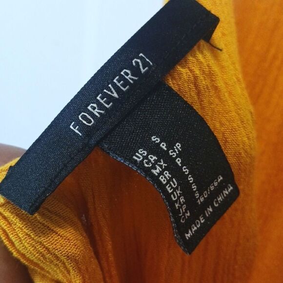 Forever 21 deep yellow spaghetti strap V neck cropped wide leg jumpsuit ( small) - Picture 7 of 8